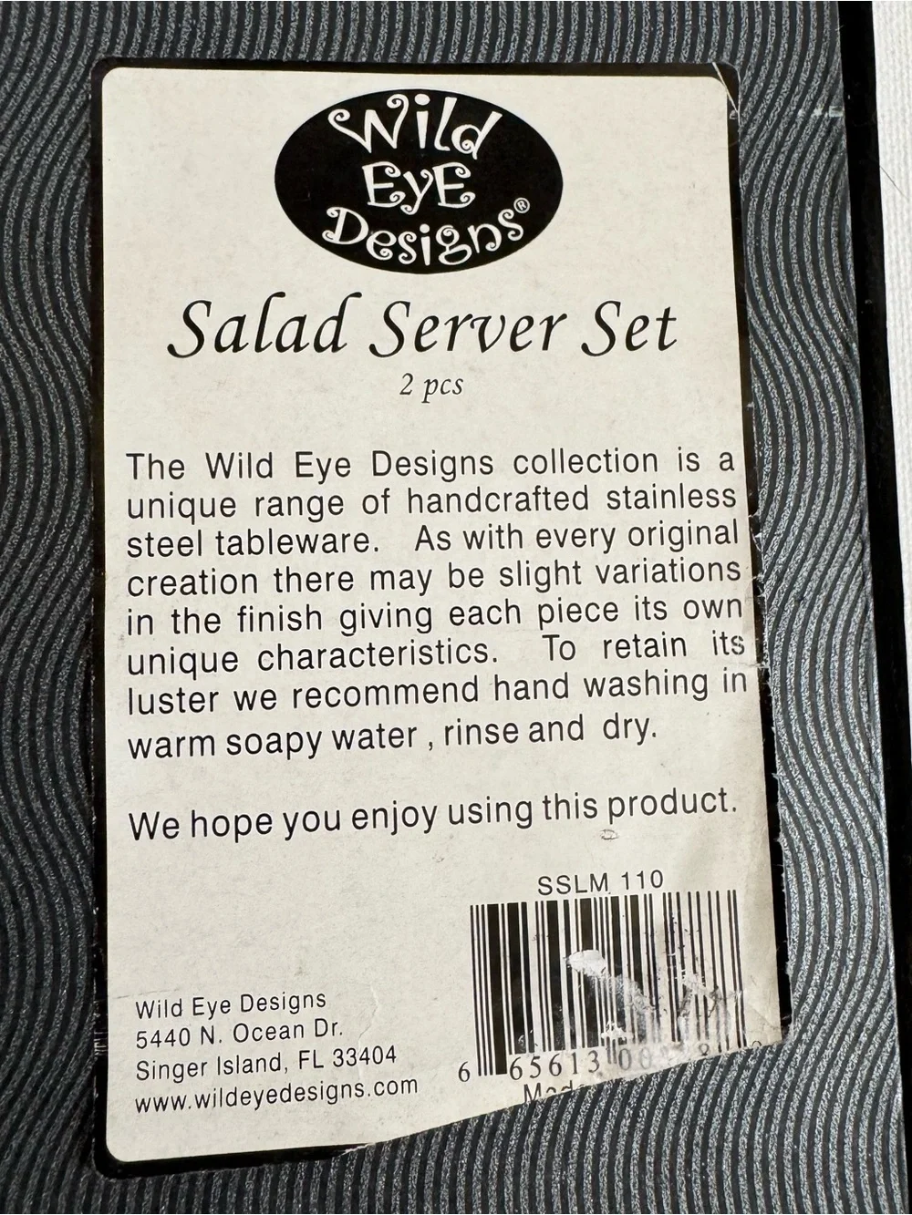 Wild Eye Designs Stainless Steel Salad Server Set Silver Black Beaded Artisan